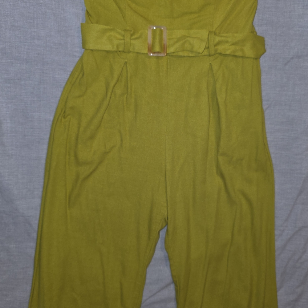 Light Olive Green Belted Jumpsuit